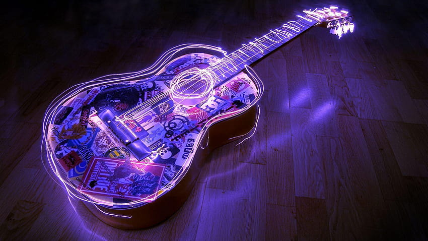照明付きギター、ギター 3 d 高画質の壁紙