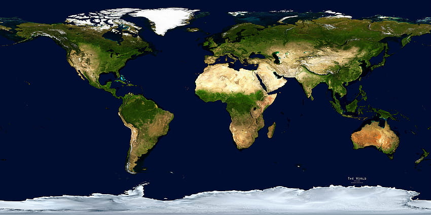 Mural de pared Mapa satelital físico de la Tierra, mapa del mundo físico fondo de pantalla