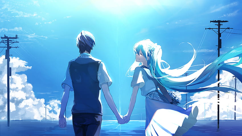 Anime Couple Holding Hands Hatsune Miku, Anime HD wallpaper