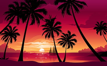 Cartoon beach sunset HD wallpapers | Pxfuel