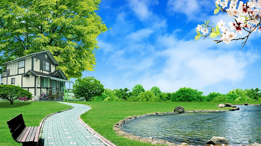3D Nature Lake Side House, for 3d nature HD wallpaper | Pxfuel