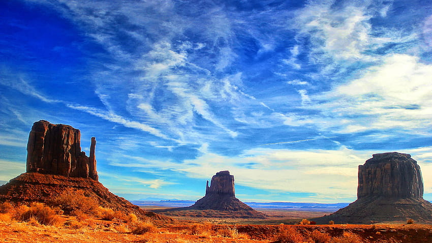 モニュメント バレーの空の風景砂漠ユタ州、 高画質の壁紙