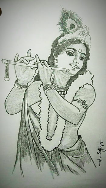 Manmohak Murliwala - Shri Krishna | Pencil Color On Paper | By Sudipta Sana  | Exotic India Art