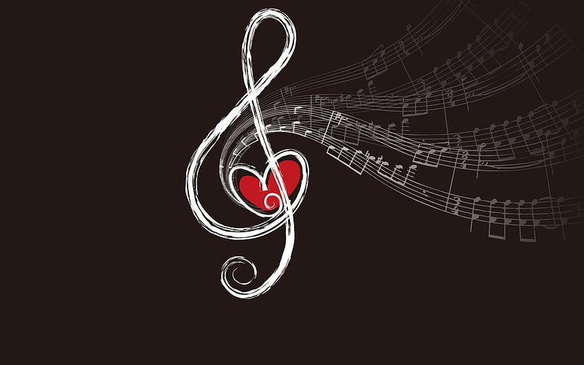 treble clef, background, notes, music notation HD wallpaper