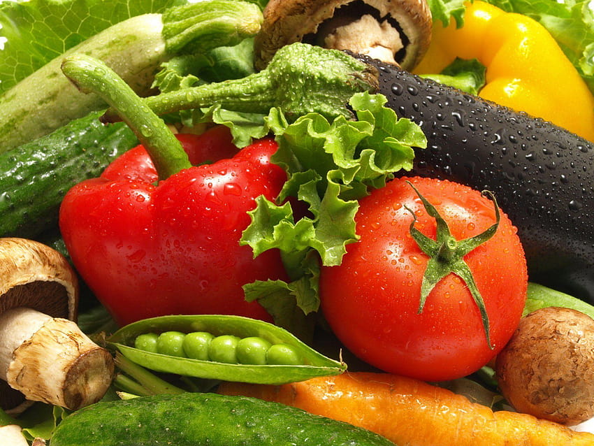 vegetables peas cucumber and tomato eggplant tomato carrots pepper HD wallpaper