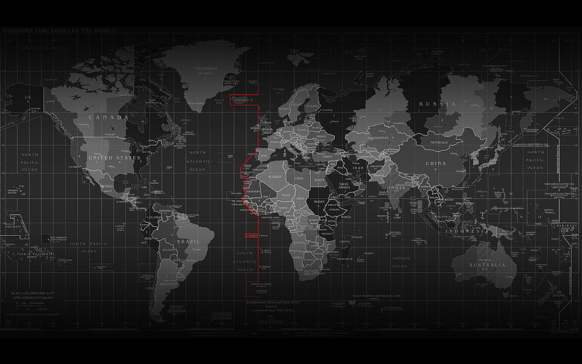 Mappa del mondo in bianco e nero, mappa del mondo politico del 2021 Sfondo HD