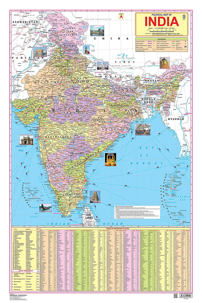 Mapa Indii z pełnymi stanami, mapa Tapeta na telefon HD