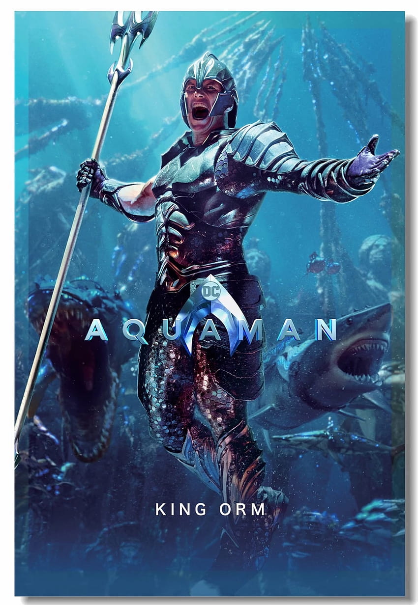 Mural de pared de lona personalizado, póster de Super villano King Orm, pegatinas de pared de Aquaman, pegatinas de dormitorio Manta Nereus negras, pegatinas fondo de pantalla del teléfono