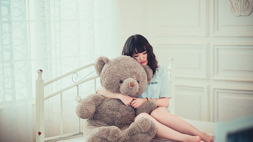 Teddy Bear with Beautiful Girl, teddy bear with girl HD wallpaper