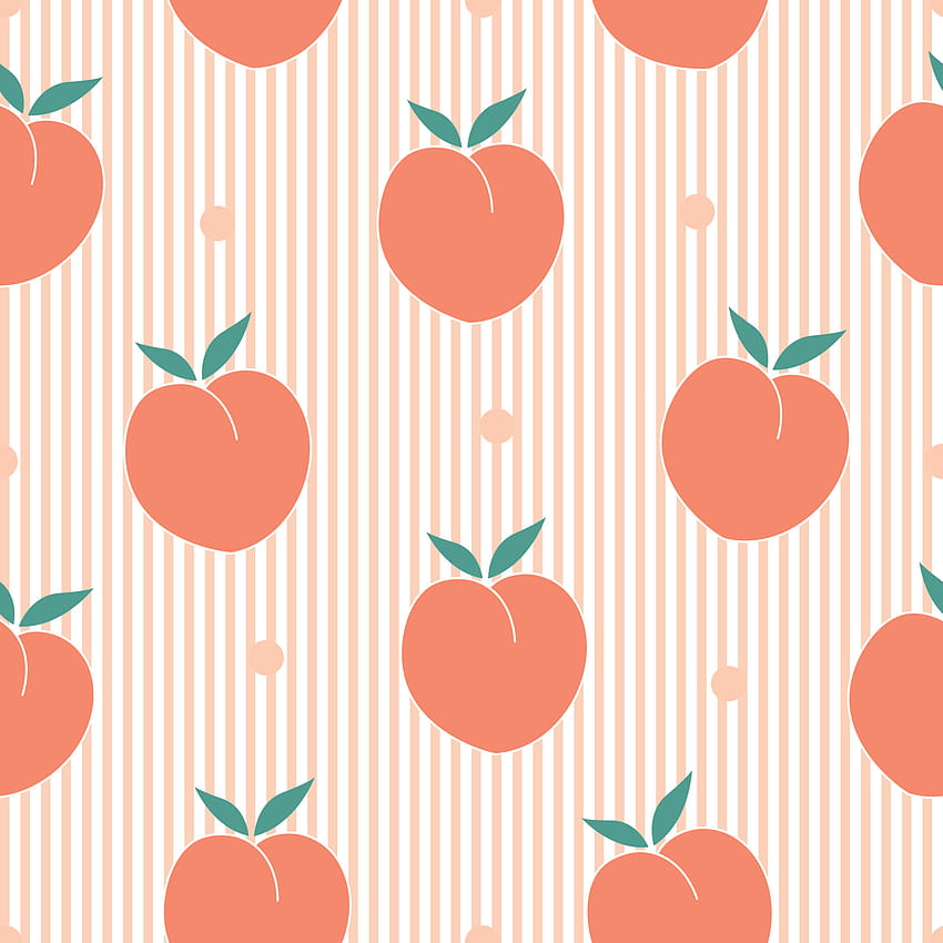Seamless fruit pattern Orange peach hand drawn cartoon style On the striped  backgrounds Used for printing, fabric, textiles Vector illustration 4552571  Vector Art at Vecteezy, peach fruit HD phone wallpaper | Pxfuel