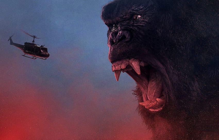 King Kong, cinéma, film, gorille, croc, film, en colère, fort, fureur, Kong, Kong: Skull Island, Skull Island , section фильмы, film de gorille Fond d'écran HD