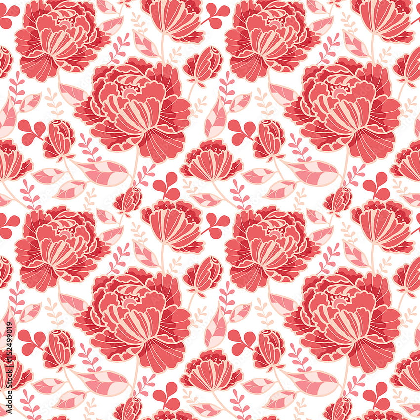 Vector Salmon Pink and Yellow Decorative Roses and Leaves Seamless Repeat Pattern Background. Great for handmade cards, invitations, packaging, wedding designs. Stock Vector HD phone wallpaper