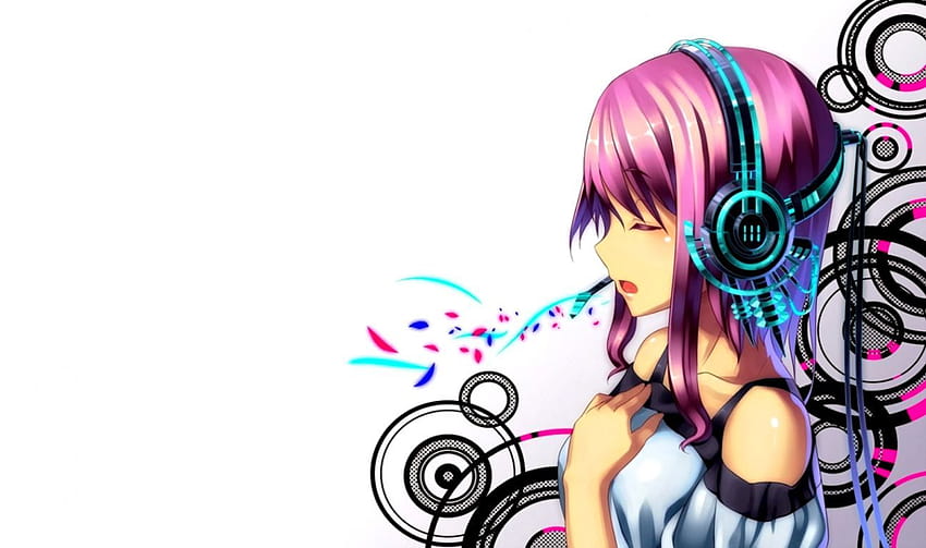 Cute Anime Headphone, anime girl music bass guitar purple HD wallpaper |  Pxfuel