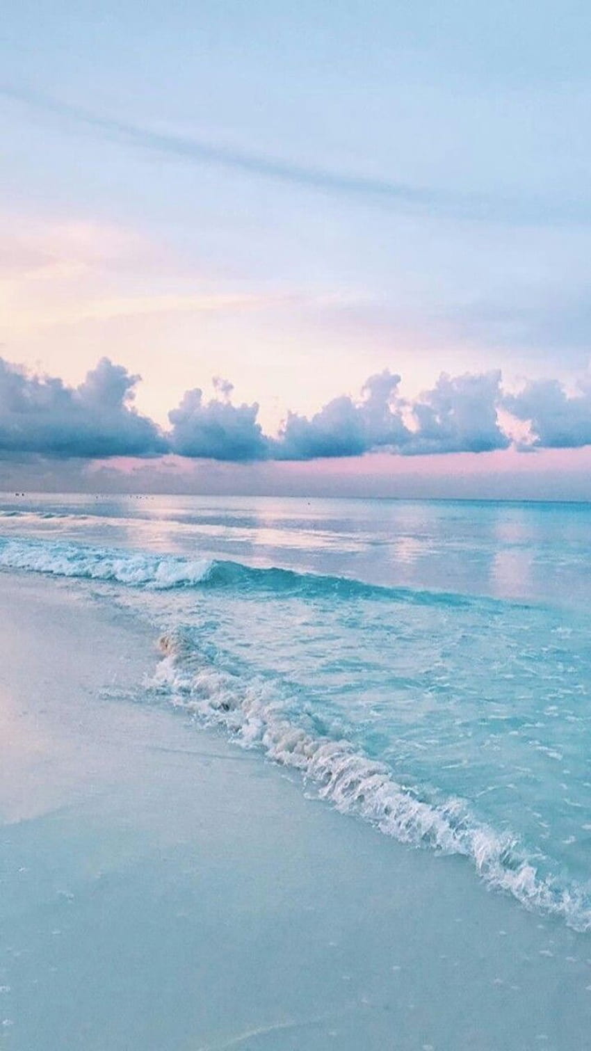 cielo, nubes rosas estéticas y mar. fondo de pantalla del teléfono