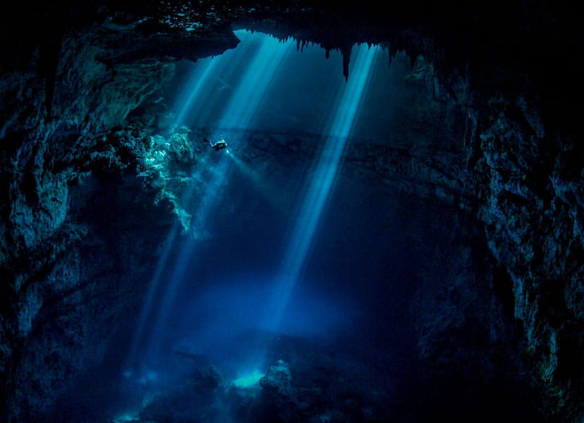 underwater caves HD wallpaper