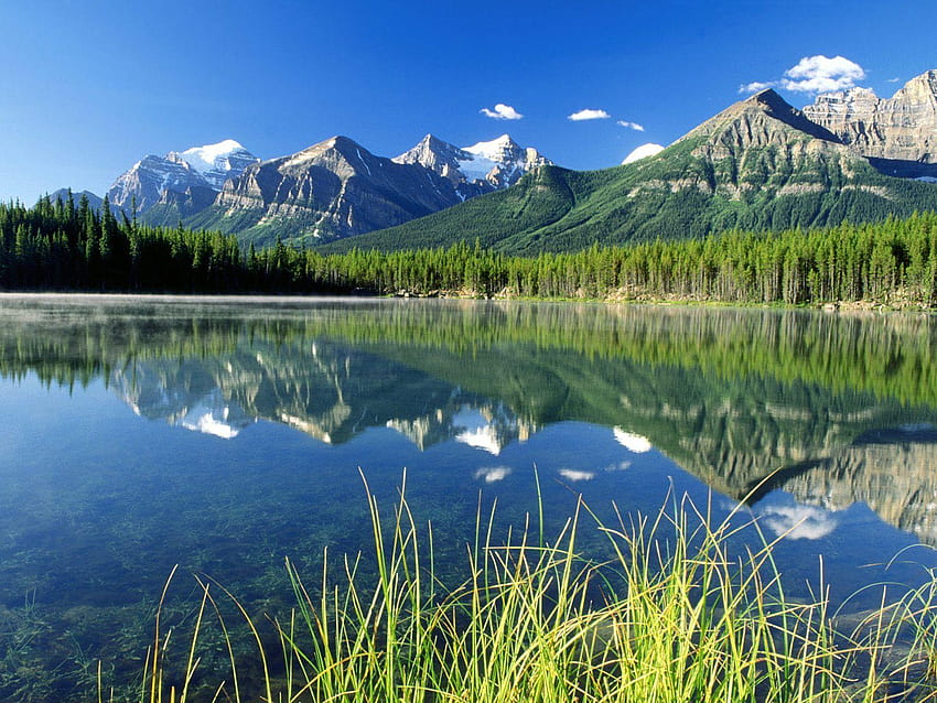 Herbert Lake y Bow Range, Canadá, Parque Nacional Herbert Lake Banff, Canadá fondo de pantalla