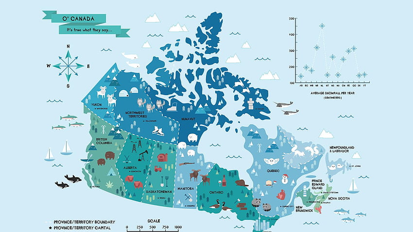 O カナダ、カナダの地図 高画質の壁紙