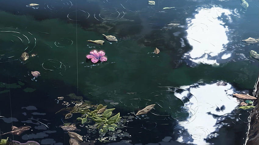 rain, The Garden Of Words, Makoto Shinkai, Water, Flowers HD wallpaper