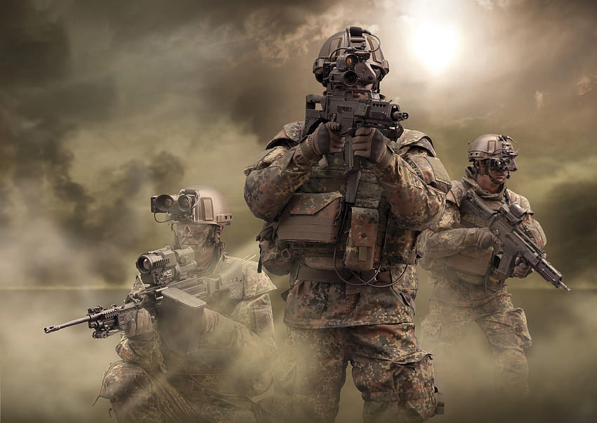 Soldados militares del ejército Bundeswehr G36 fondo de pantalla