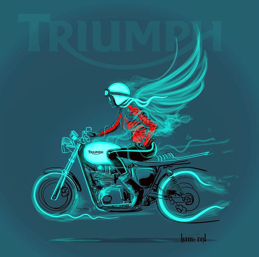 Triumphant Art Print by HAMerRED, women biker illustration HD wallpaper