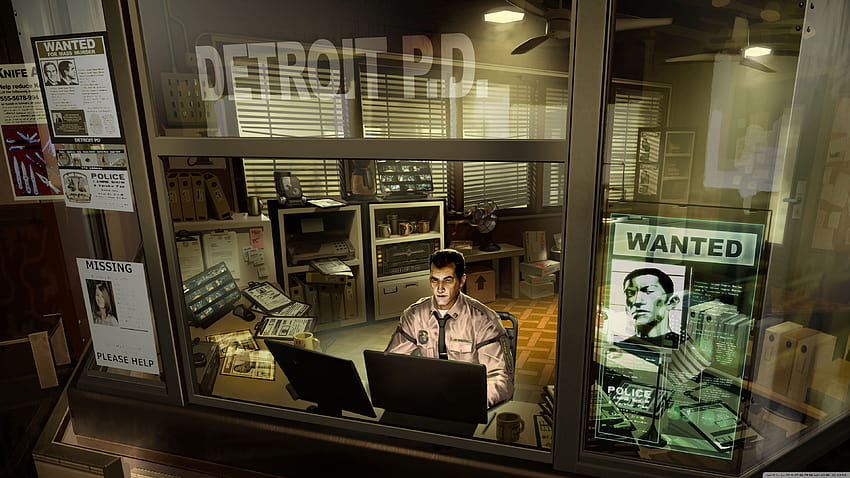 Deus Ex Human Revolution Detroit Police ... wide, police station HD wallpaper
