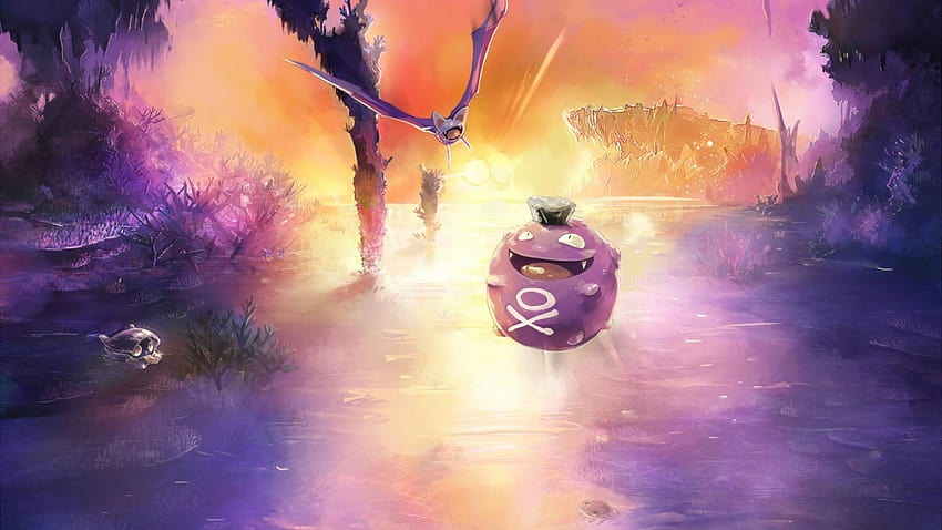 Pokemon landscapes koffing zubat HD wallpaper