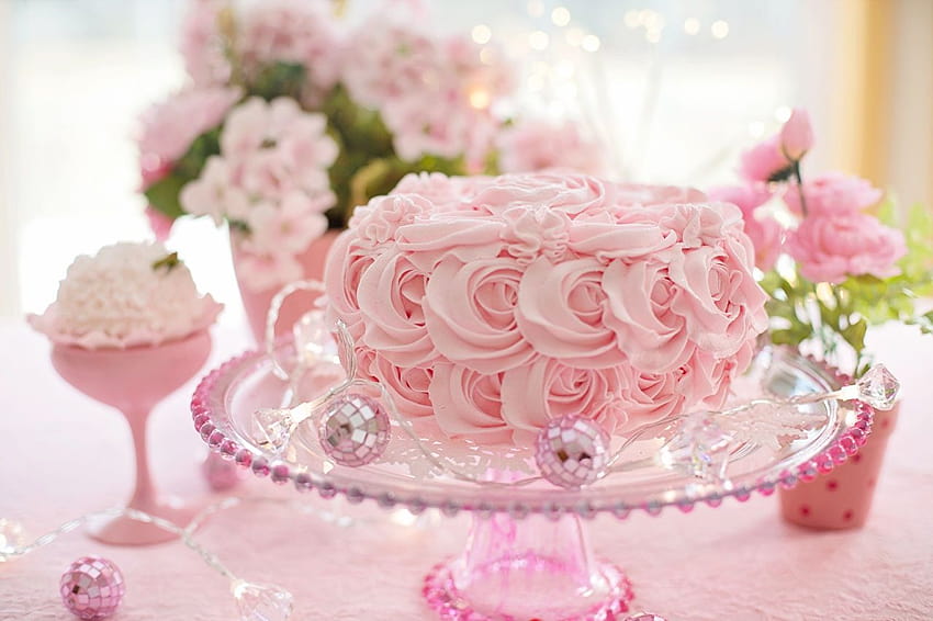 Ciasta Różowy kolor Food Design, wiosenne ciasta Tapeta HD