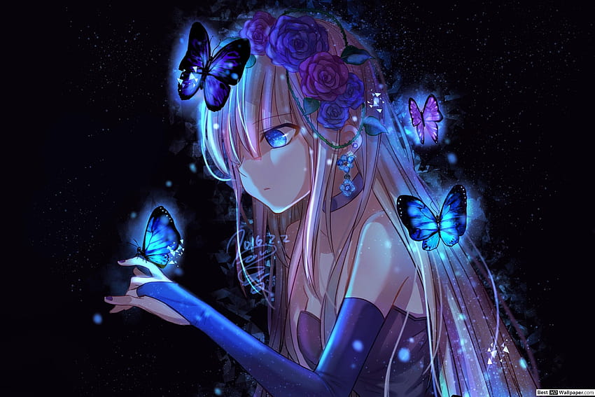 Anime Girl and Butterflies, best tapety girl pc anime HD wallpaper