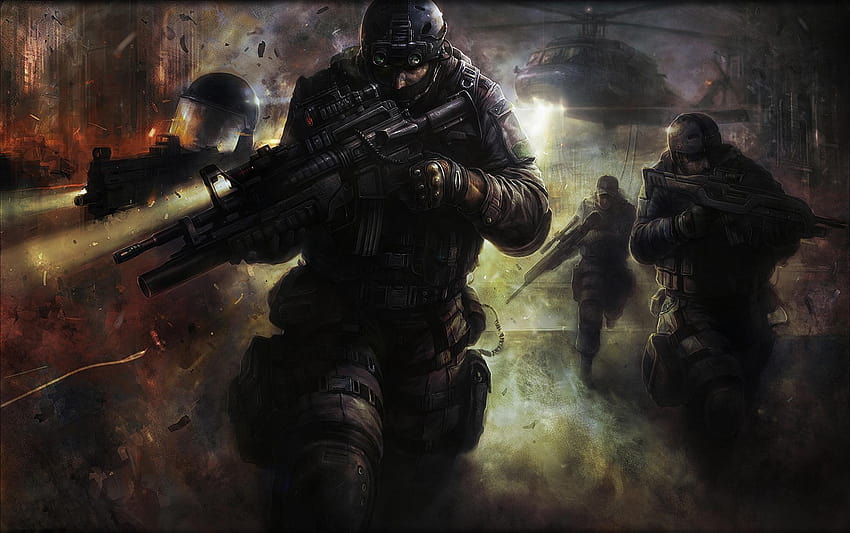 BlackShot, soldier, Special Forces, weapon, helicopter HD wallpaper