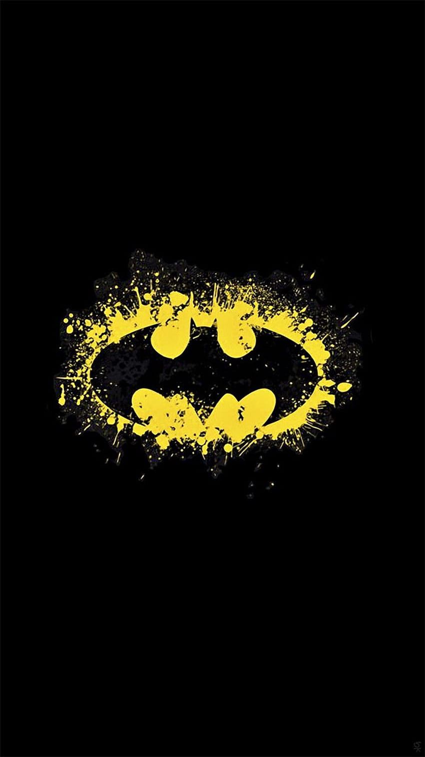 batman logo iphone ,batman,black,yellow,text,smile, logo amoled iphone HD phone wallpaper