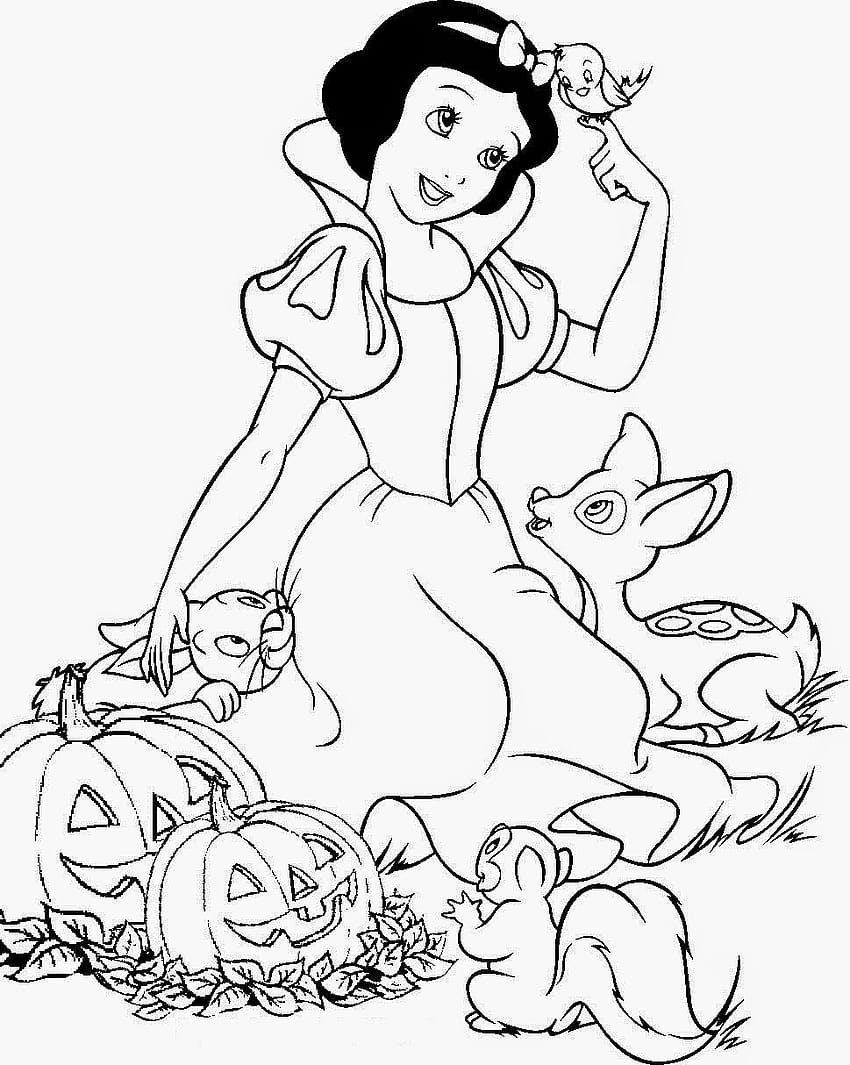 Halaman Mewarnai Disney Princess Snow White Halloween, halaman mewarnai halloween wallpaper ponsel HD