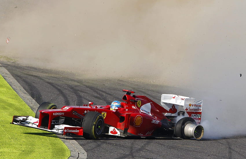 cars, Ferrari, crash, Formula One, Fernando Alonso, alonso, Grand HD wallpaper