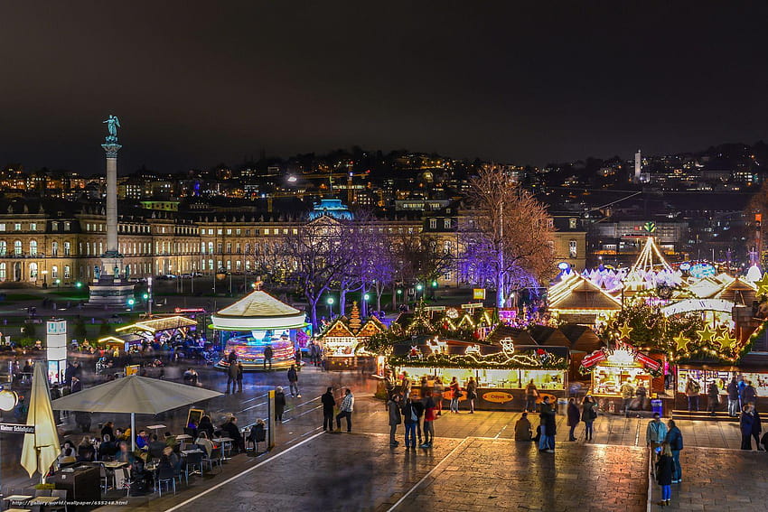 Stuttgart, Christmas Fair, night HD wallpaper