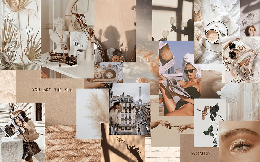 Neutral Aesthetic, beige aesthetic collage laptop HD wallpaper