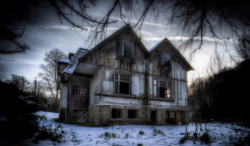 Old Abandoned House in Winter, farmhouse winter HD wallpaper