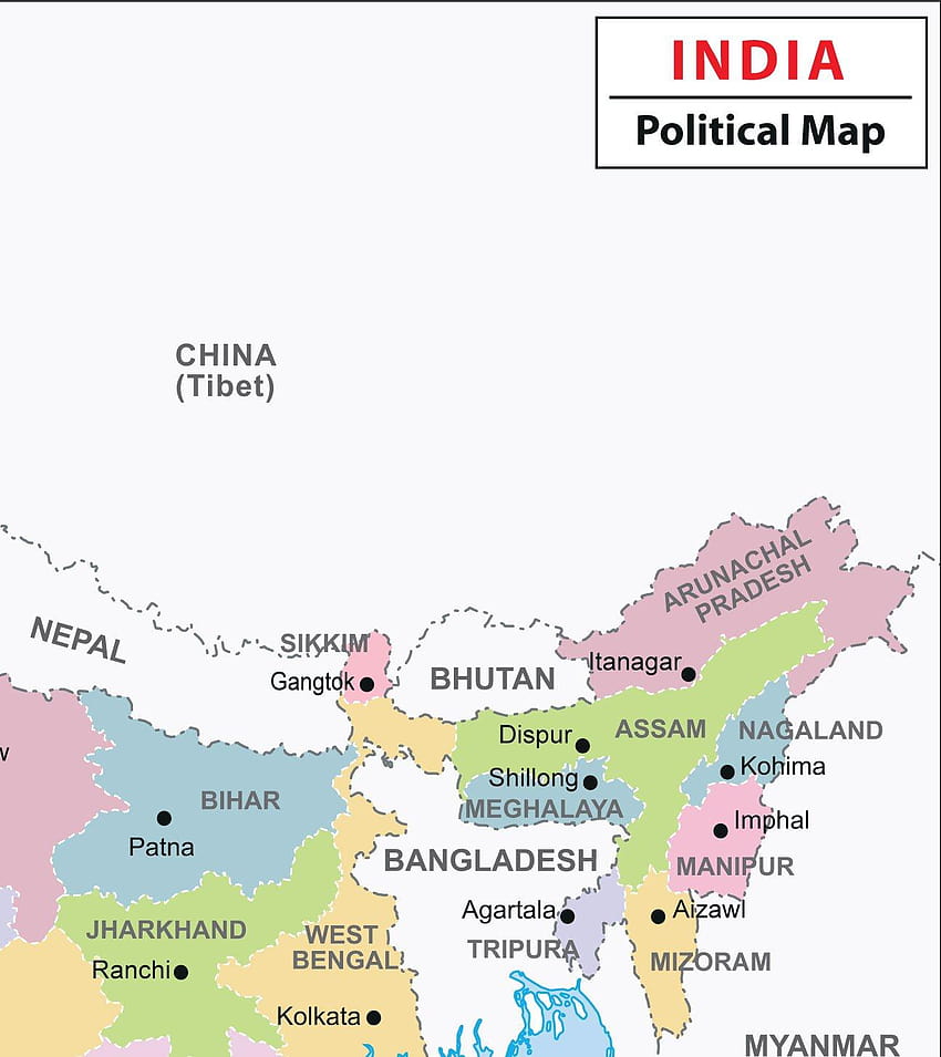Polityczna mapa ścienna Indii, mapa Bangladeszu Tapeta na telefon HD