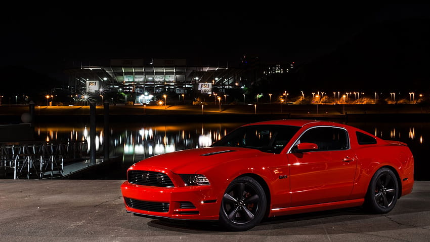 1920x1080 ford, mustang, gt, red tails, ford mustang gt coupe, rear view, tuning, gray, muscle car, backgrounds Full Backgrounds, mustang gt at night HD wallpaper