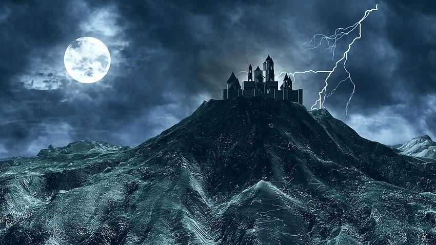 Haunted Castle Fort Mansion House Palace on a Spooky Hill, scary background cartoon haunted houes HD wallpaper