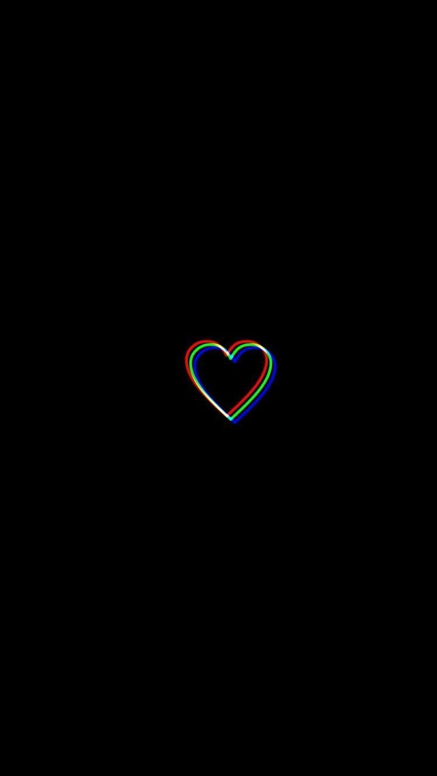 Süßer Glitch, ästhetisches Herz schwarz HD-Handy-Hintergrundbild