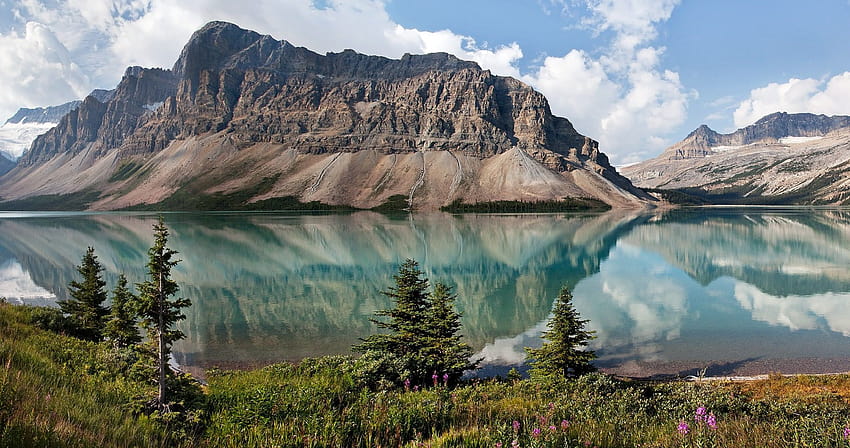 ทะเลสาบโบว์ แคนาดา อัลเบอร์ต้า อัลตร้า ความงามที่ทะเลสาบ วอลล์เปเปอร์ HD