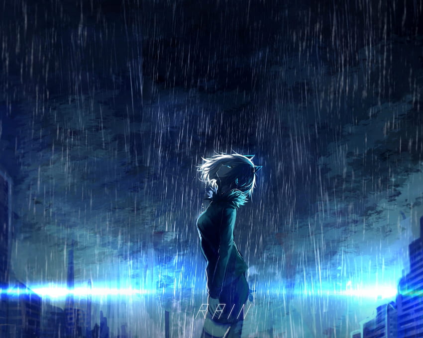 Yağmurda Anime Kız, , Arka Plan, 34vawy HD duvar kağıdı
