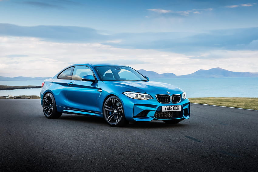 BMW、M2、F87、青、側面図、背景、bmw m2 高画質の壁紙