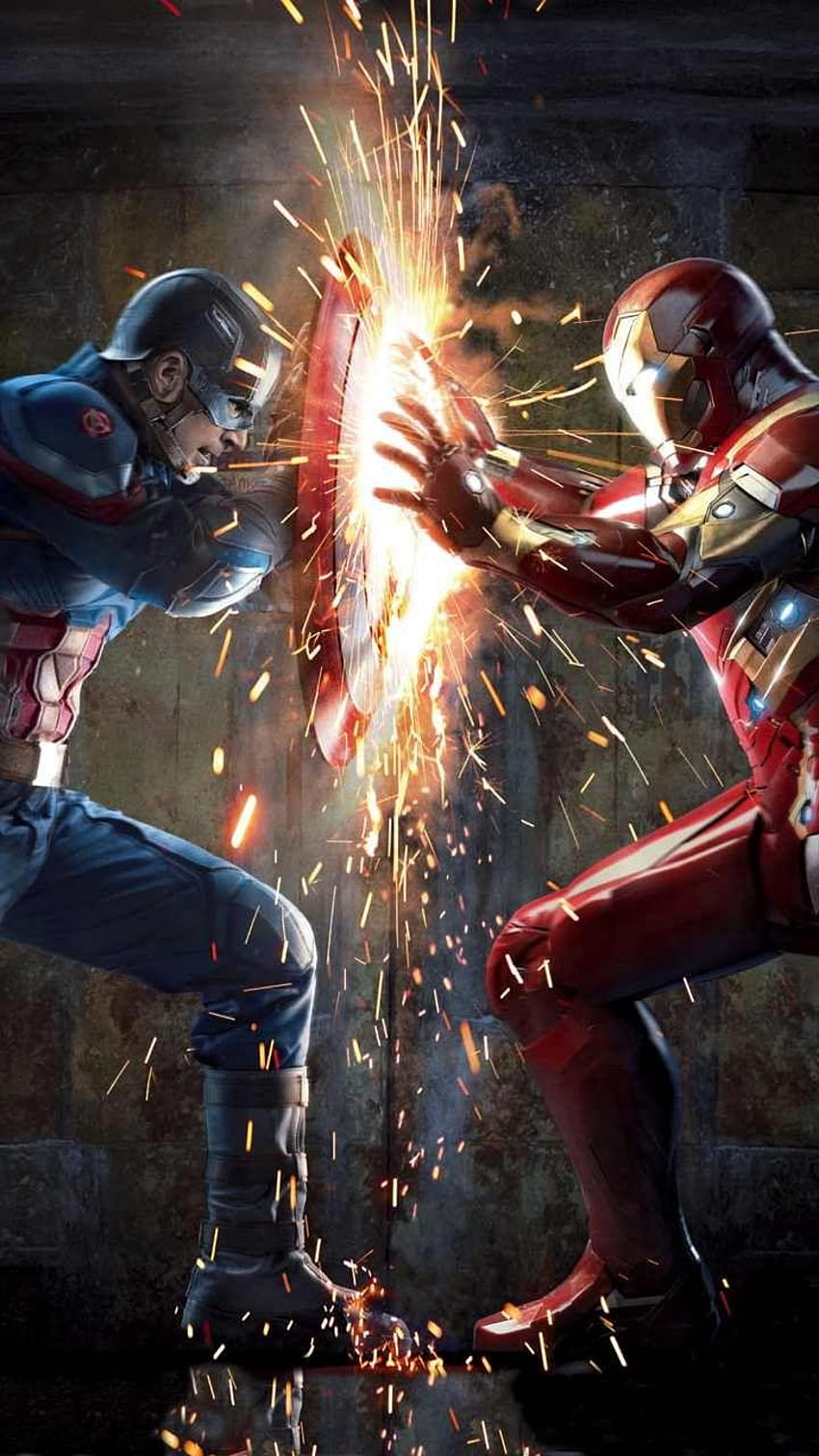 Capitán América vs Ironman Civil War, Capitán América y Iron Man fondo de pantalla del teléfono