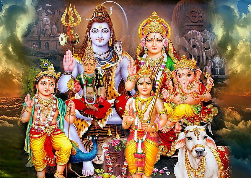 Shiv Parivar in voller Größe, Lord Shiva-Familie HD-Hintergrundbild