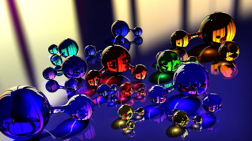 1920x1080 공, ​​분자, 마사지, 유리, 반사, 색상 전체 배경 HD 월페이퍼
