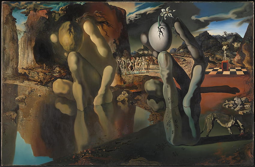 „Metamorphosis of Narcissus“, Salvador Dalí, 1937, sah Enigma Mortal HD-Hintergrundbild
