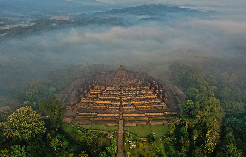 Индонезия, Ява, Боробудур, ступа, будистки храм, раздел пейзажи, канди боробудур HD тапет