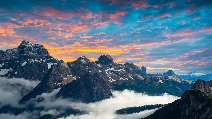 Three Peaks, Tre Cime di Lavaredo, Dusk, Dolomites, Italy, dolomites italy HD wallpaper