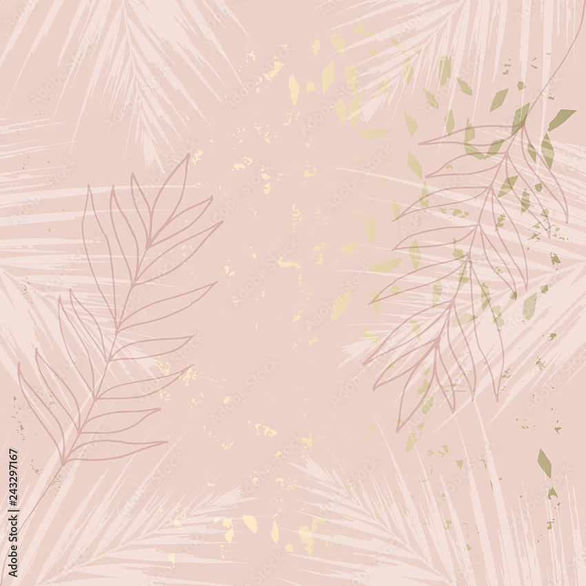 Тропически изтъркан флорален пастелен мраморен модел от розово злато за текстил, подови настилки, интериорен дизайн, сватбена покана, модни банери. Шикозни фонове за вашия дизайн, направени във векторен вектор HD тапет за телефон
