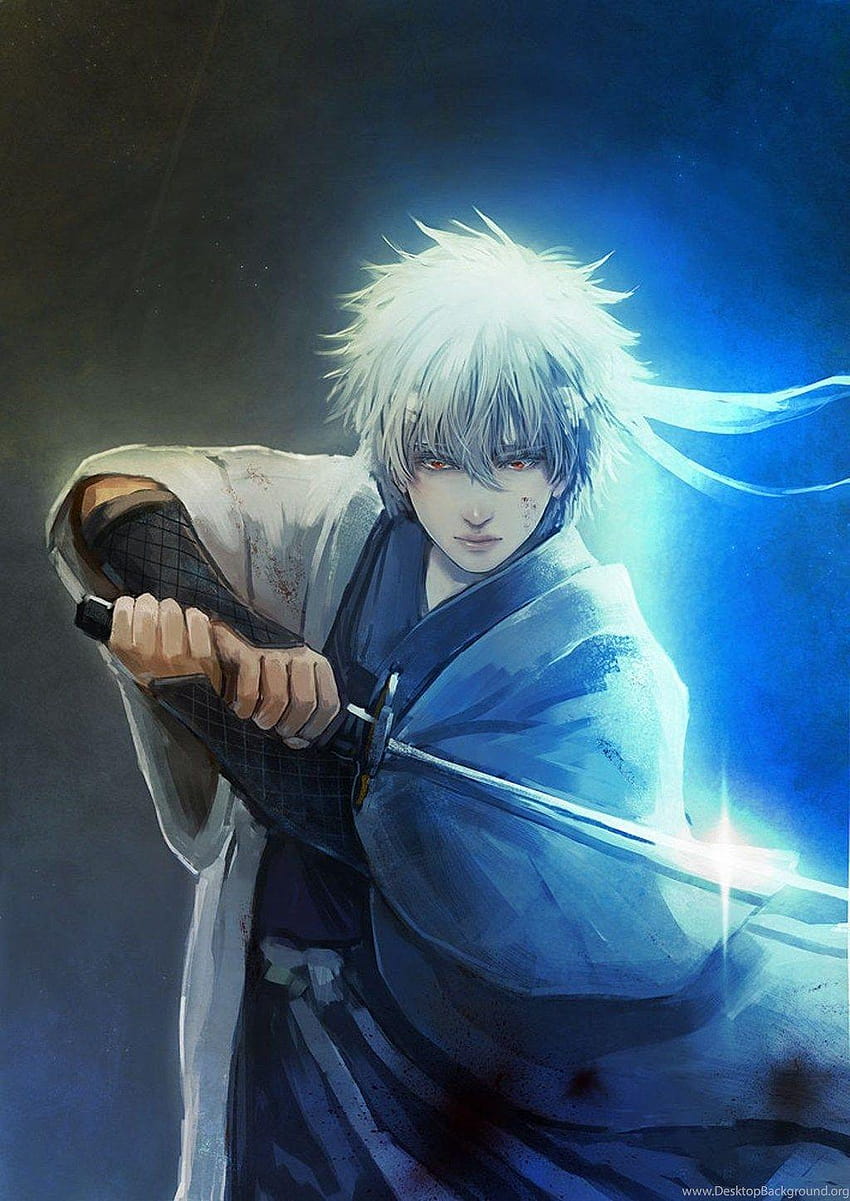 Anime Series Gintama Character Sword Male Guy Light, anime pria wallpaper ponsel HD